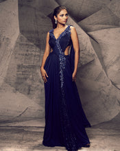 Load image into Gallery viewer, The Shimmering Blue cross sari