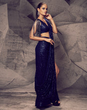 Load image into Gallery viewer, The Shimmering Blue Slit Sari