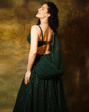 Load image into Gallery viewer, The Shimmering Green Corset Lehenga