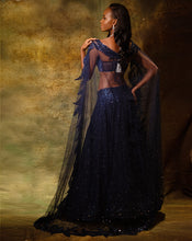 Load image into Gallery viewer, The Shimmering Blue Trail Lehenga