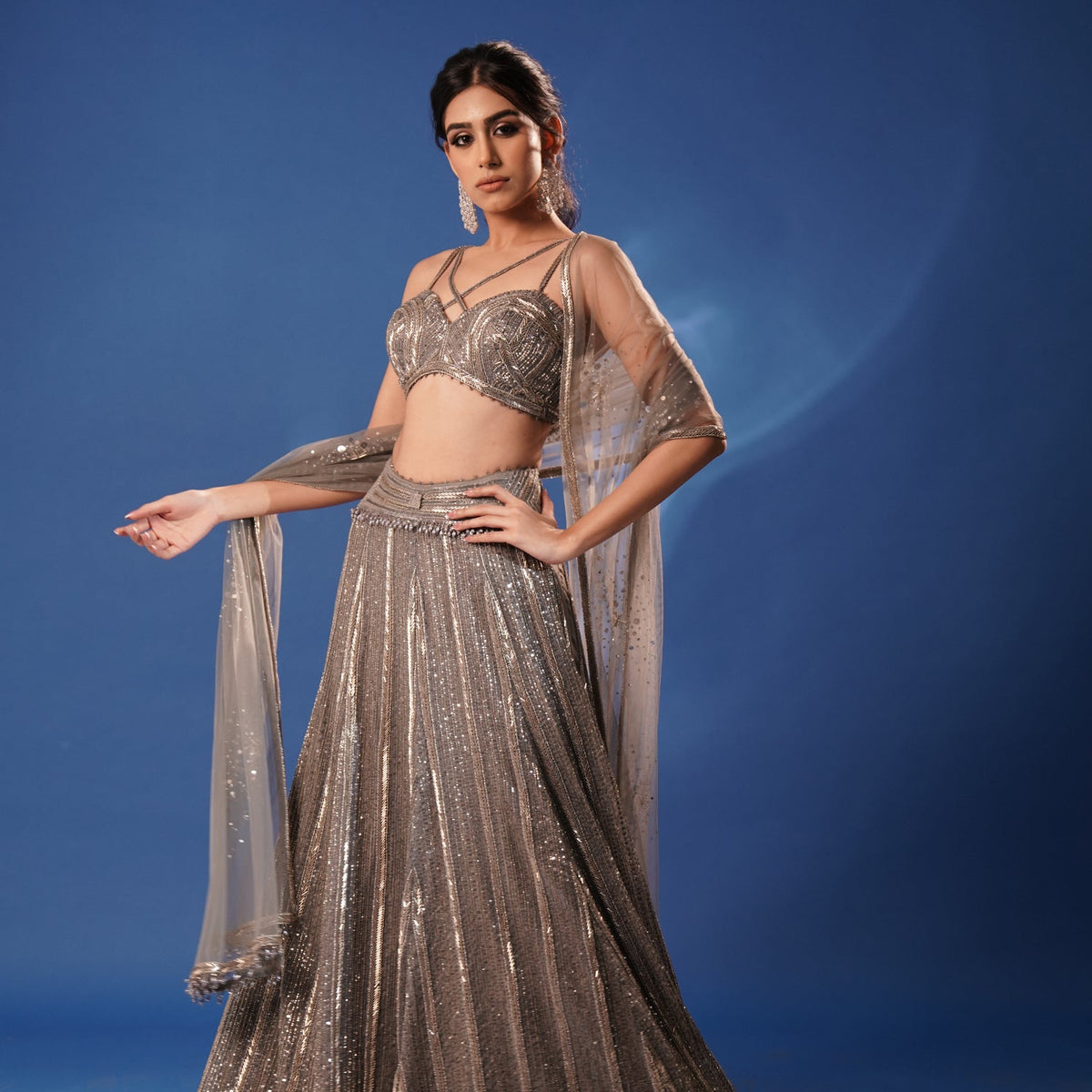 Grey & Gold embroidered Lehenga