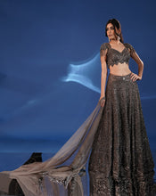 Load image into Gallery viewer, The Midnight Grey Lehenga