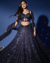 Load image into Gallery viewer, Midnight Blue Corset Lehenga