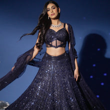 Load image into Gallery viewer, Midnight Blue Corset Lehenga
