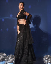 Load image into Gallery viewer, Shimmering Black Lehenga