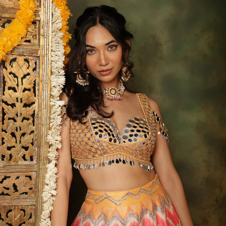 Sheesh Peacock lehenga Set