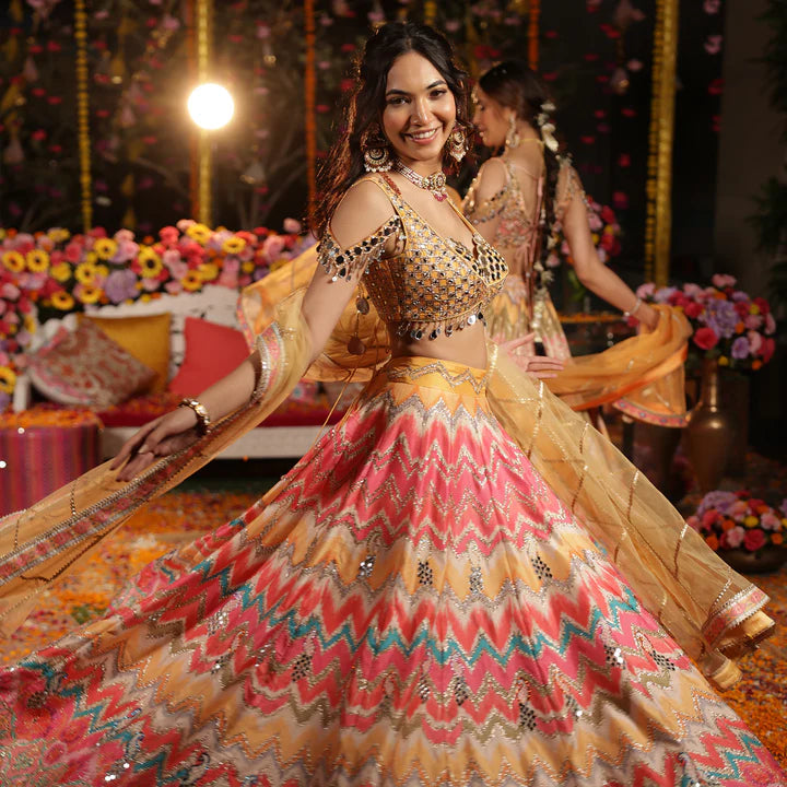 Sheesh Peacock lehenga Set