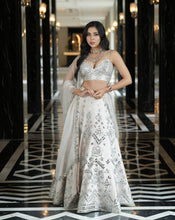 Load image into Gallery viewer, Ainna Ivory Mirror Lehenga