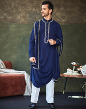 Load image into Gallery viewer, Navy Blue mirror cowl kurta