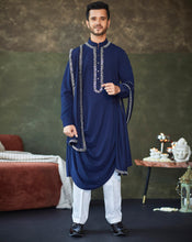 Load image into Gallery viewer, Navy Blue mirror cowl kurta
