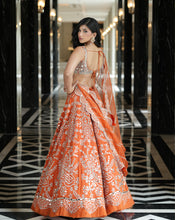 Load image into Gallery viewer, Ainna Rust Mirror Lehenga