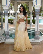 Load image into Gallery viewer, Ainna Ombre Yellow Mirror Lehenga