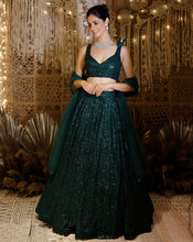 Load image into Gallery viewer, The Shimmering green lehenga