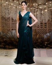 Load image into Gallery viewer, The Shimmering green skirt sari