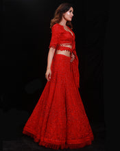 Load image into Gallery viewer, The Shimmering Rouge Embroidered Lehenga