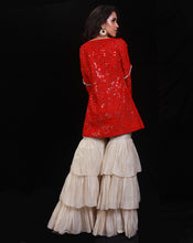 Load image into Gallery viewer, The Shimmering Rouge Sharara Jacket