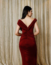 Load image into Gallery viewer, The Maroon Off Shoulder Gown