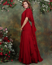 Load image into Gallery viewer, The Maroon Ruffle Sari