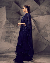 Load image into Gallery viewer, The Shimmering Blue Layered Sari
