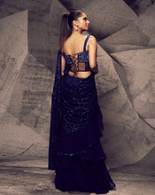 Load image into Gallery viewer, The Shimmering Blue Layered Sari
