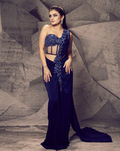 Load image into Gallery viewer, The Shimmering Blue Corset Sari
