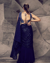 Load image into Gallery viewer, The Shimmering Blue Skirt Sari
