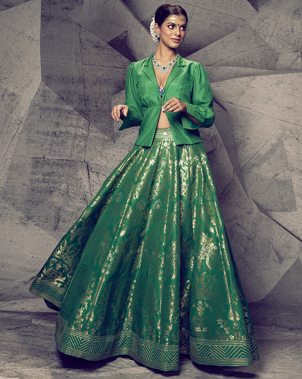 The Anant Green Shirt Lehenga