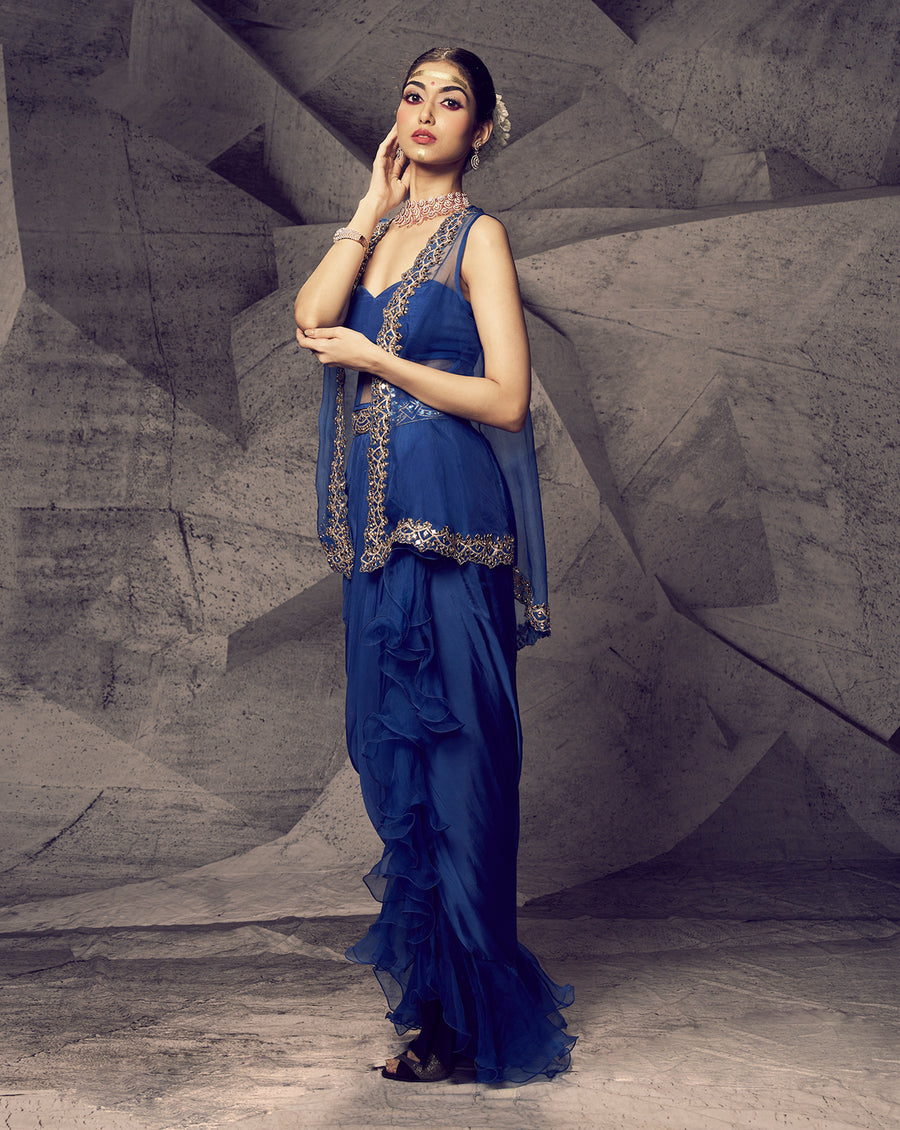 The Anant Blue Corset Dhoti