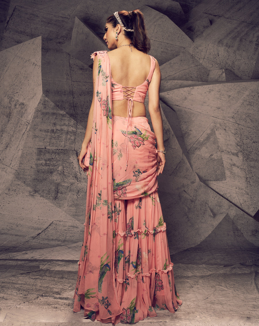 The Pink Floral Sharara Sari
