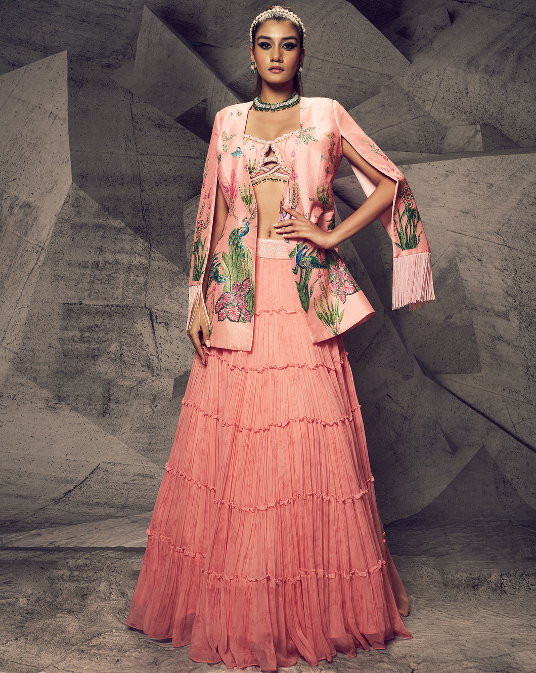 The Pink Floral Jacket Lehenga