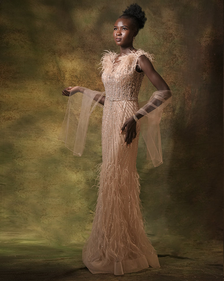 The Feathered Crystal Gown