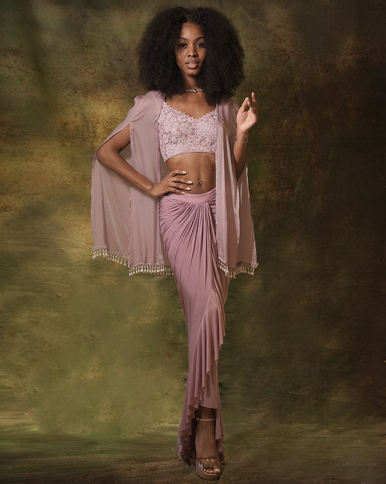 The Lilac Dhoti Set