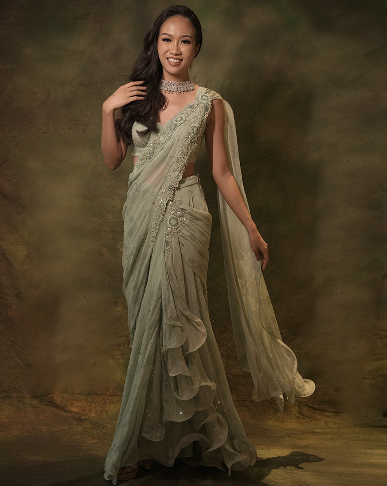 The Celadon Skirt Sari