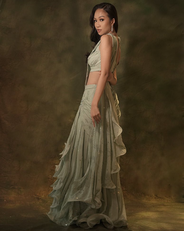 The Celadon Skirt Sari