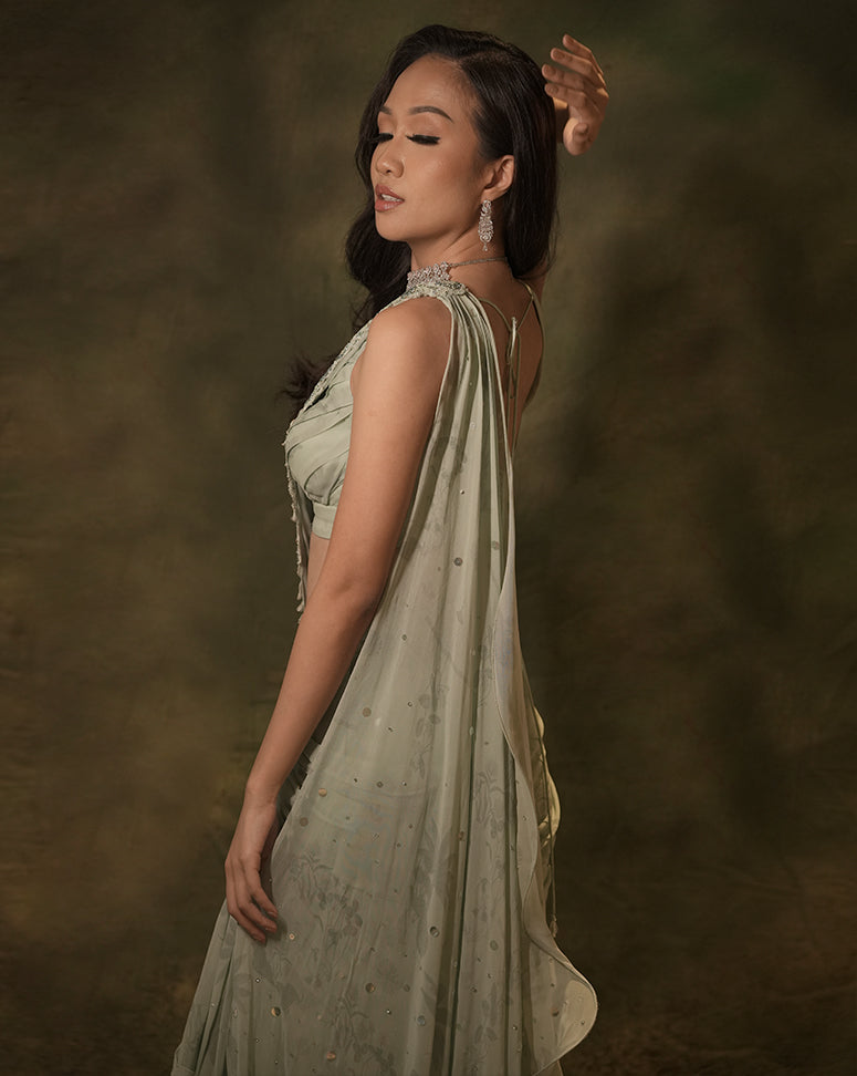 The Celadon Skirt Sari