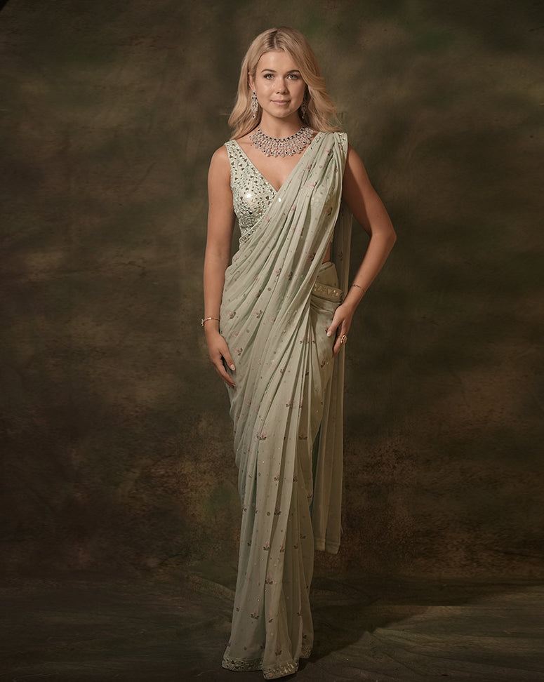 The Celadon Mirror Sari