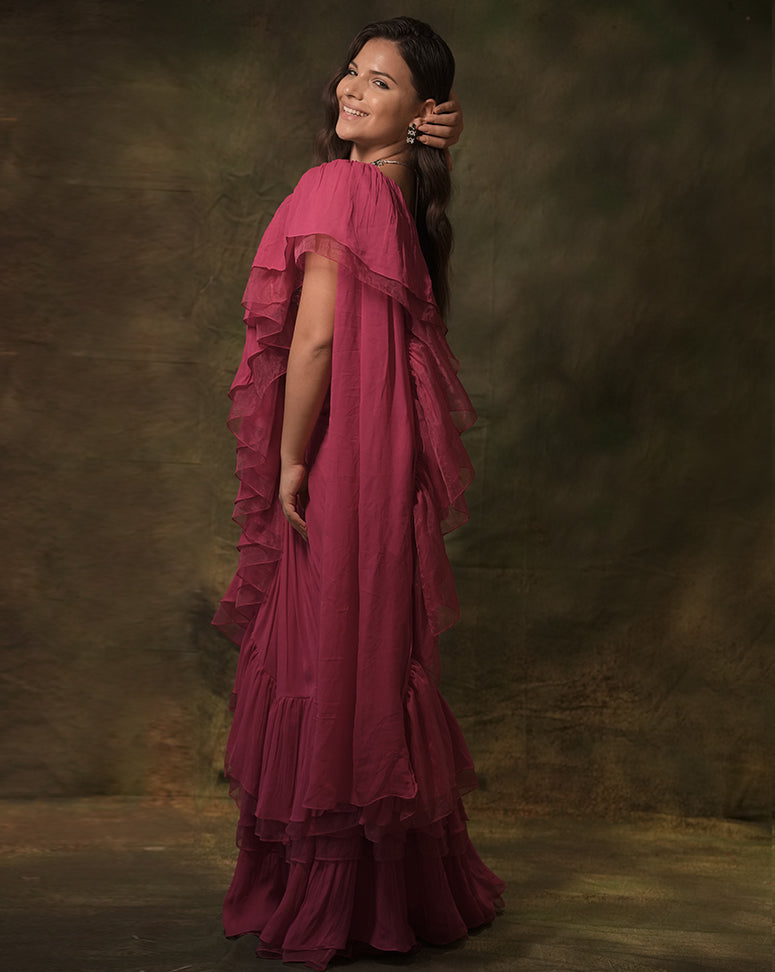 The Pink Zardozi Sari