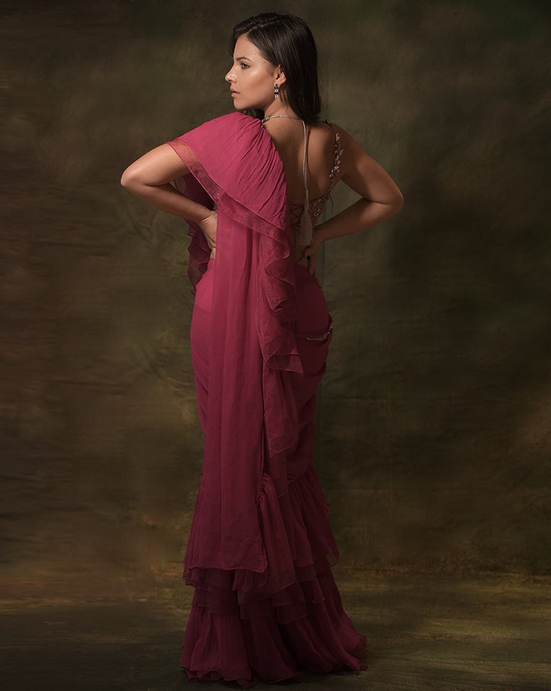 The Pink Zardozi Sari