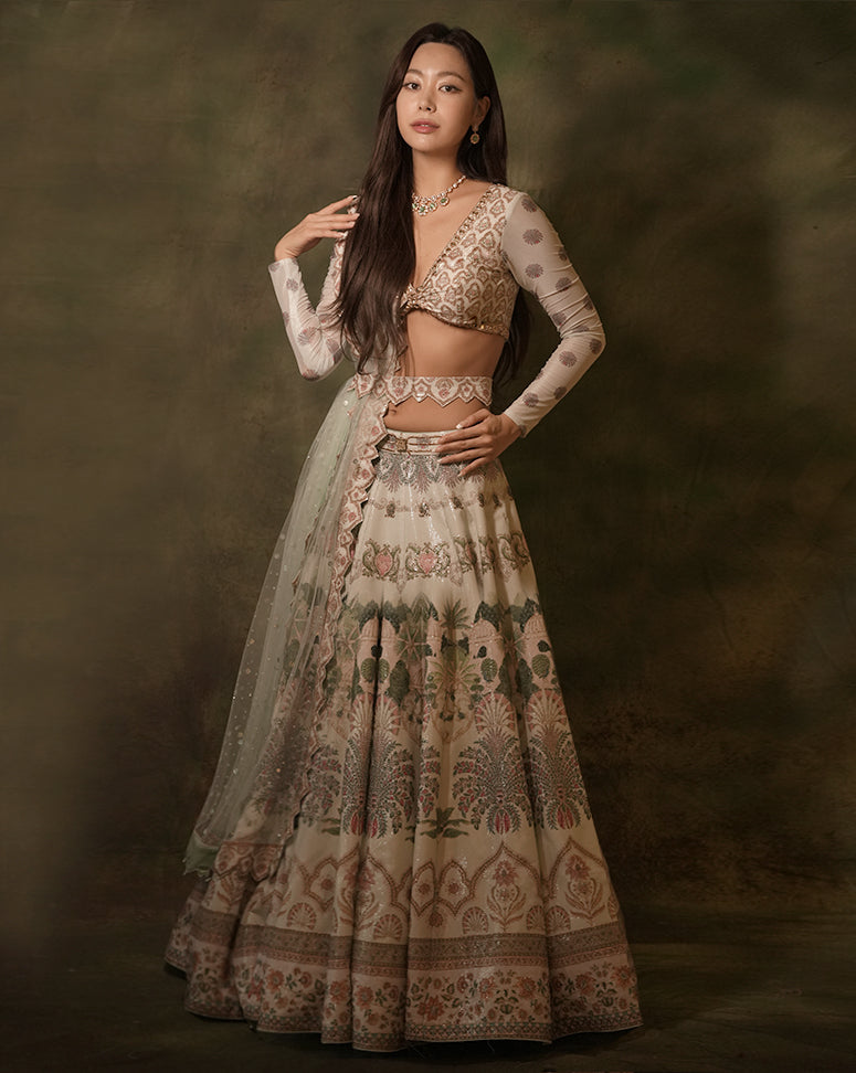 The Celadon Floral Lehenga