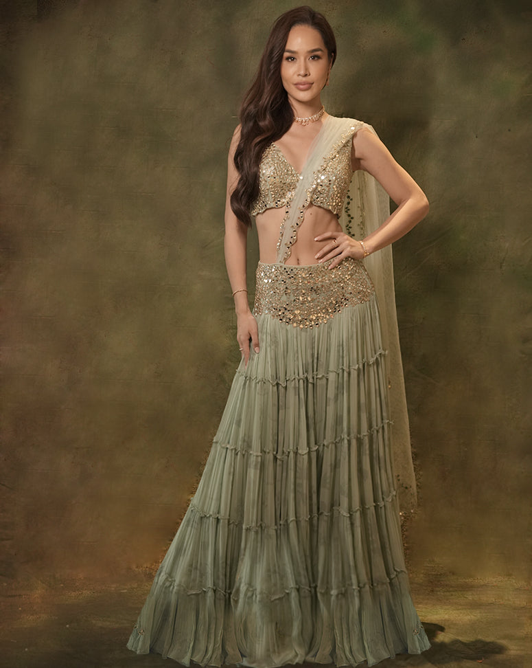 The Tiered Mirror Lehenga