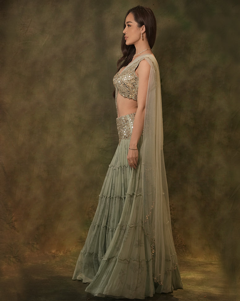 The Tiered Mirror Lehenga