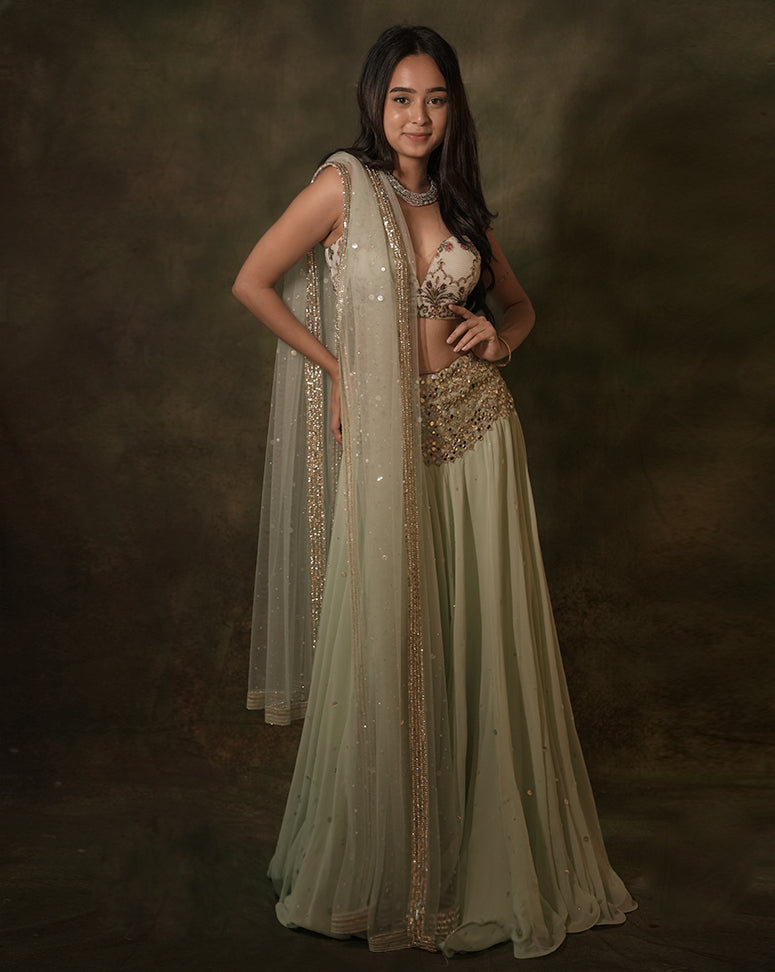 The Celadon Mirror Lehenga