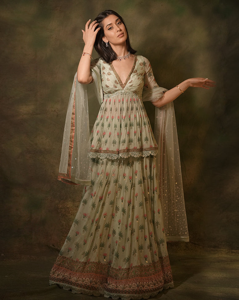 The Celadon Kurti Lehenga