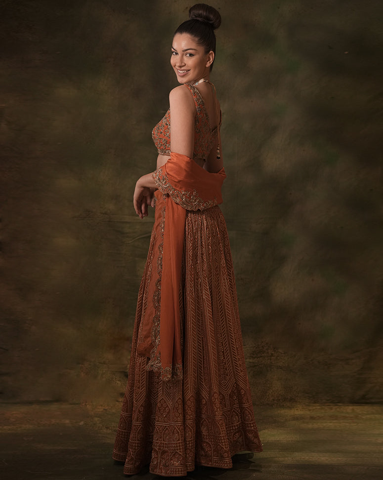 The Rust Zardozi Lehenga