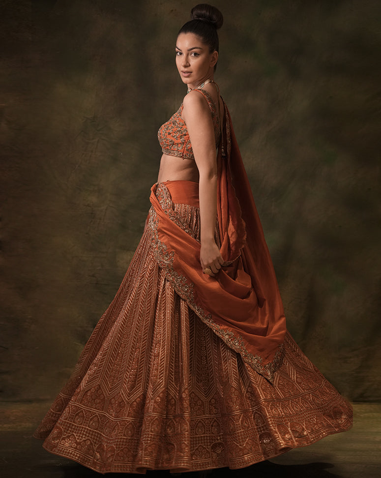 The Rust Zardozi Lehenga