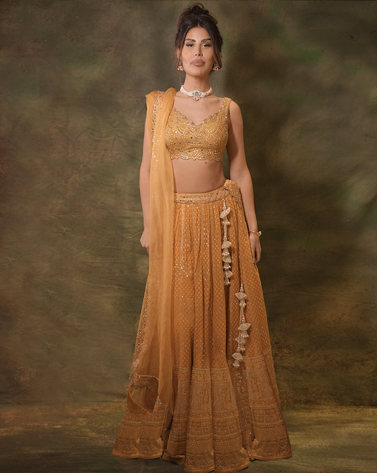 The Mustard Lucknowi Lehenga