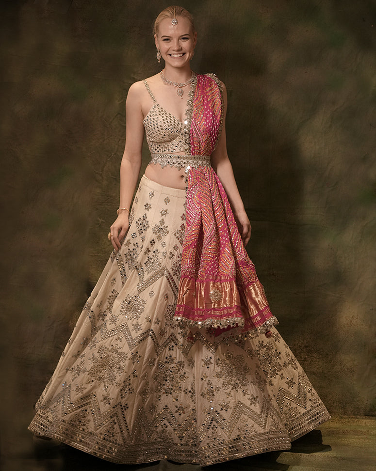 The Mirror Bandhani Lehenga