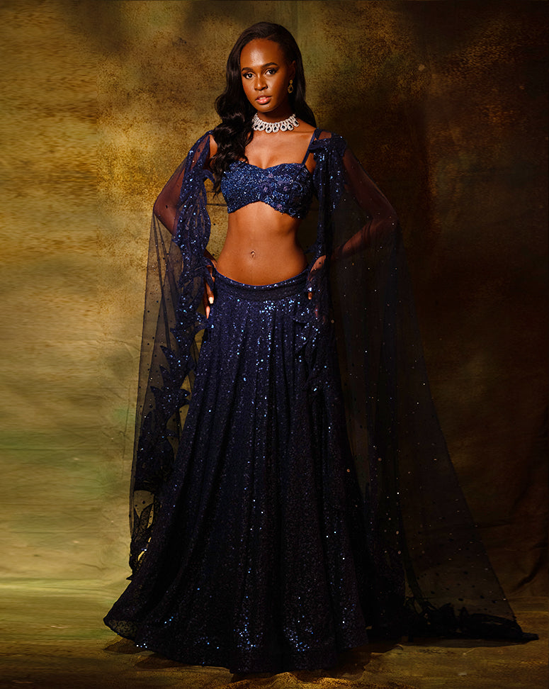 The Shimmering Blue Trail Lehenga