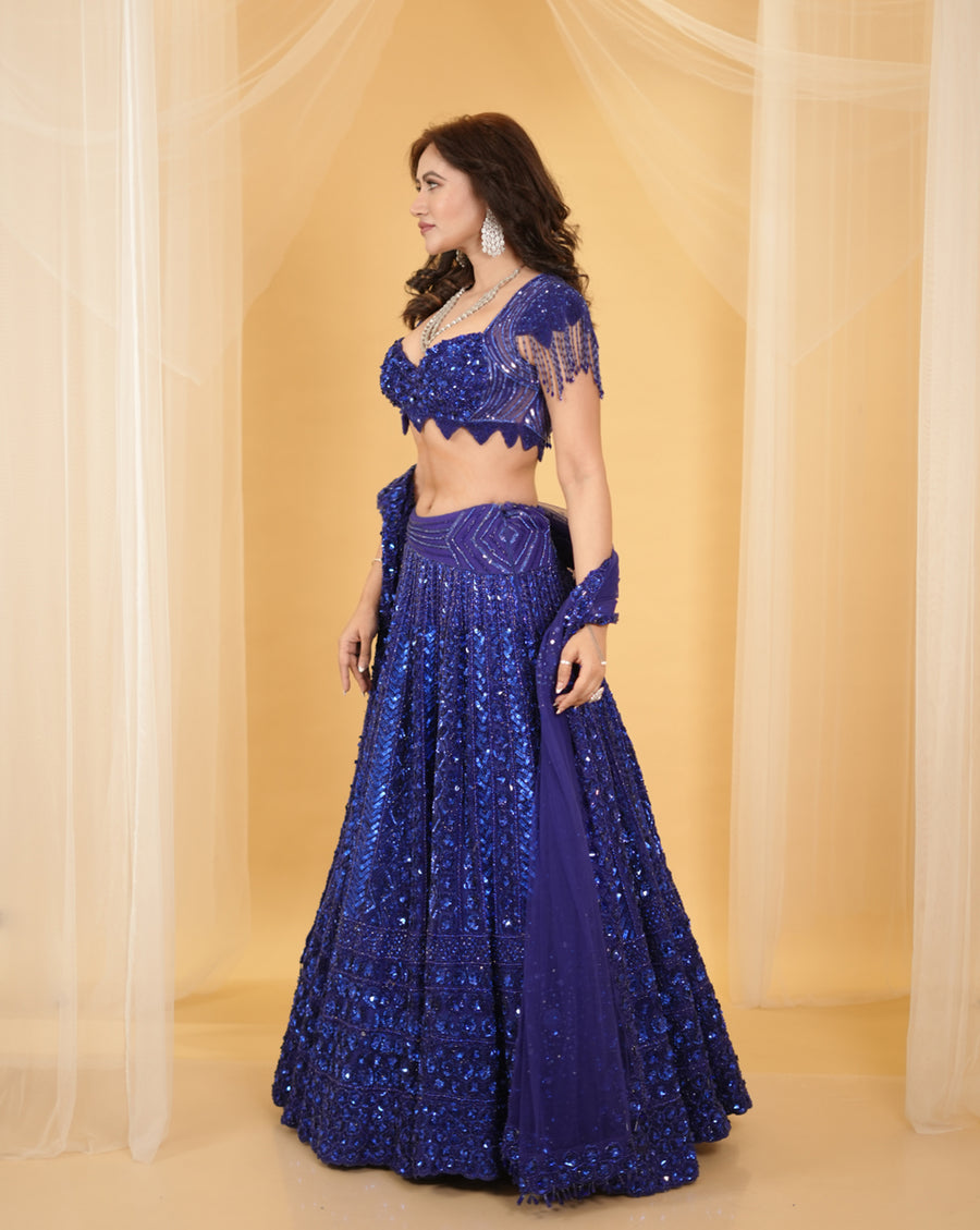 Embroidered Royal Blue Lehenga
