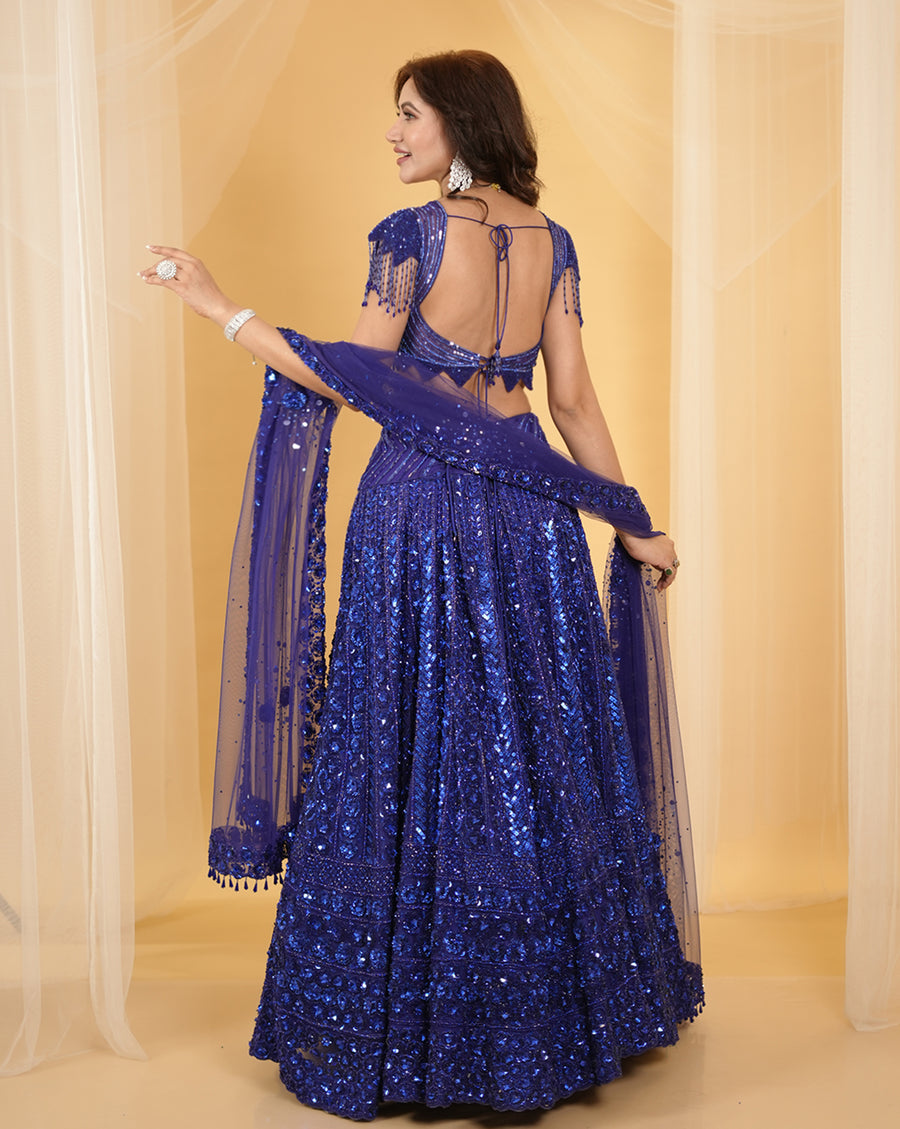 Embroidered Royal Blue Lehenga